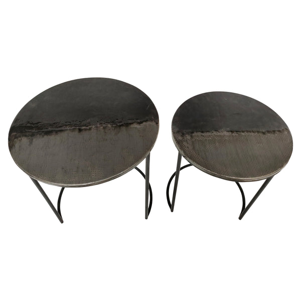 Metal, S/2 22/24" Round Side Tables, Black Pearl image