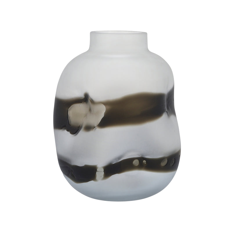 Glass, 11''h, Dented Vase, Gray image