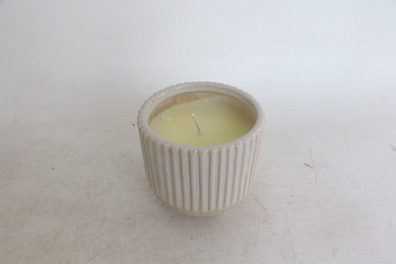 5" Ridged Scented Candle, Beige 12oz image