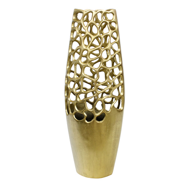 Metal 24"h Cut-out Vase, Gold image