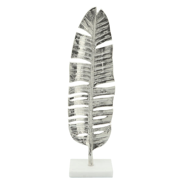 Metal, 23"h Leaf On Stand, Silver image