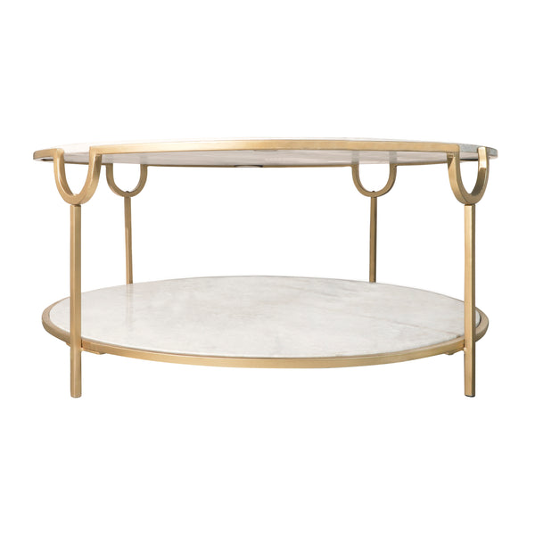 Marble, 39"d Coffee Table, White/gold image