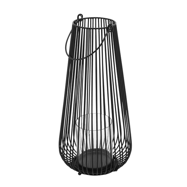 Metal, 16"h Wire Lantern, Black image