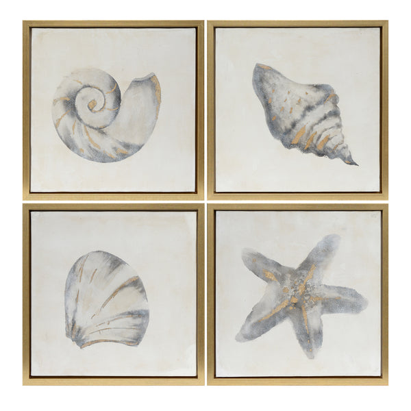 18x18, S/4, Sea Shells Oil Painting, Gold image