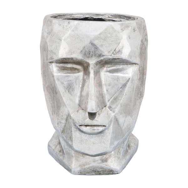 Resin, 17"h Face Vase, Silver image