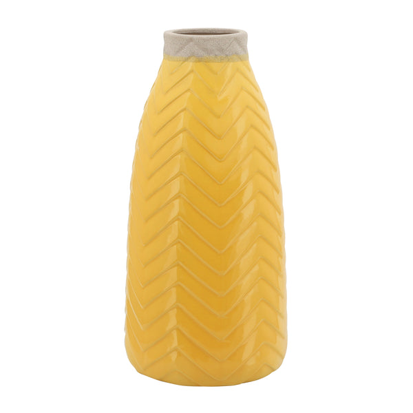 18" Chevron Vase, Yellow image