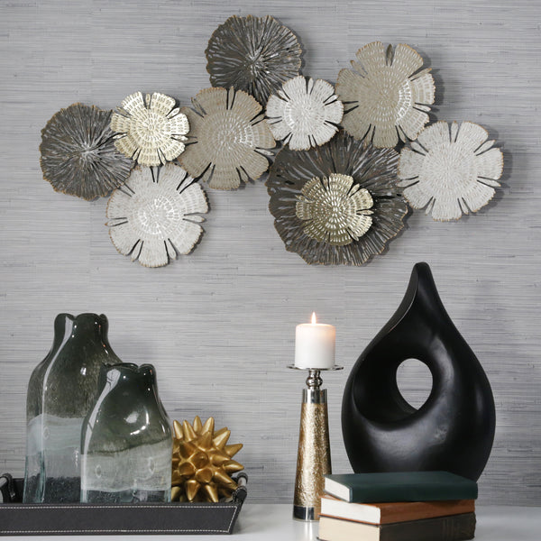 Metal 36" Lily Pads Wall Accent, Multi Wb image