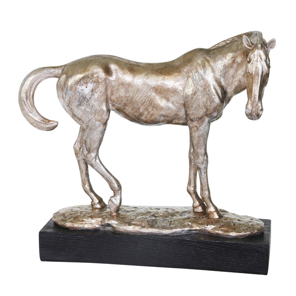 Resin 15" Horse Decoration, Silver image