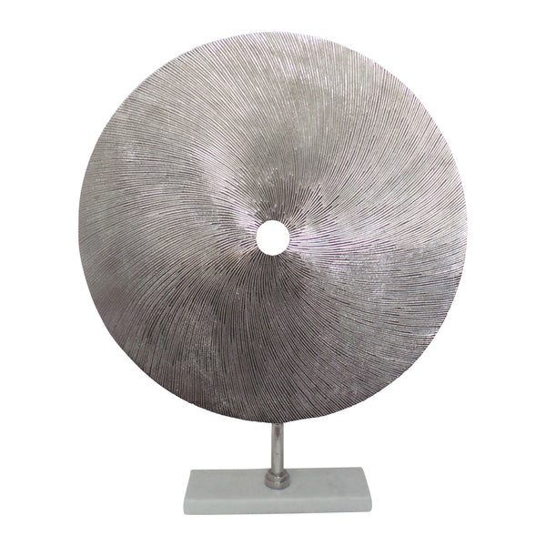 Metal 24" Swirly Disc W/ Stand, Silver image