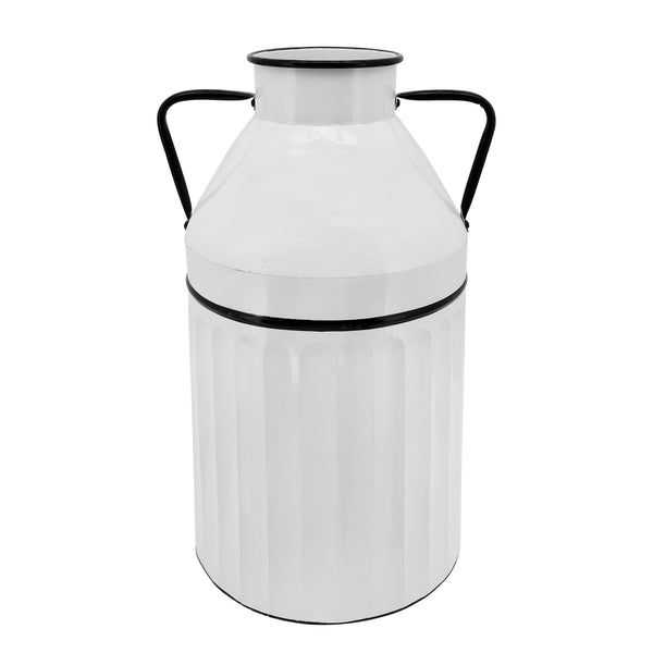 Metal 24"h Milk Bucket, White image