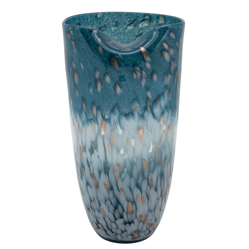 Glass 14"h Ocean Art Vase, Blue image