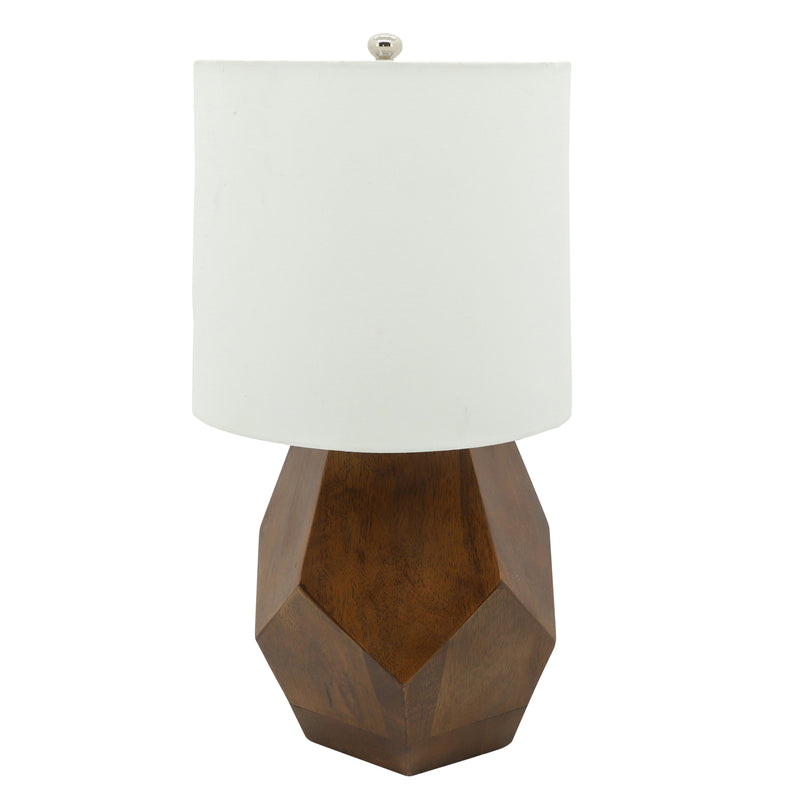 Wood, 19'h Polygon Table Lamp, Brown image