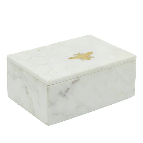 Marble 7x5 Marble Box W/ Bee Accent White image