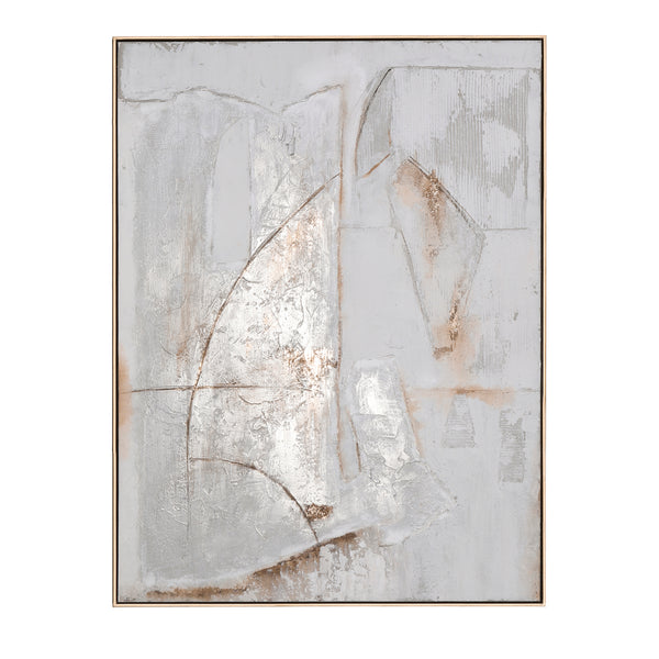 48x36 100% Hand Painted Abstract- Framed, Beige/gr image