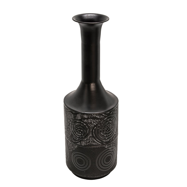 Metal 24" Textured Vase, Black image