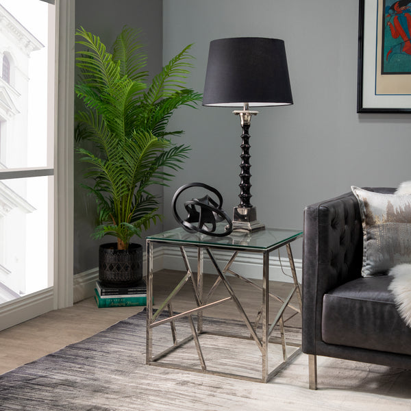 Modern Silver/glass Accent Table, Kd image