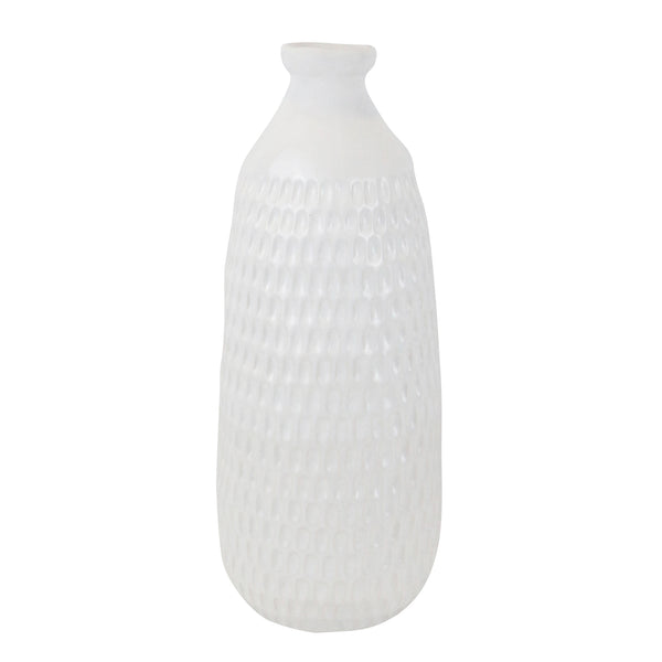 Ceramic 16" Dimpled Vase, White image