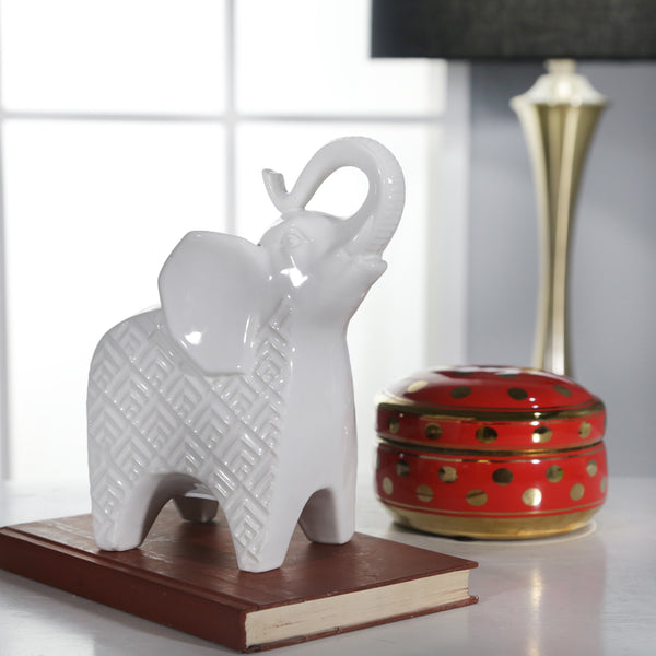 Ceramic 9" Elephant Bank,white image