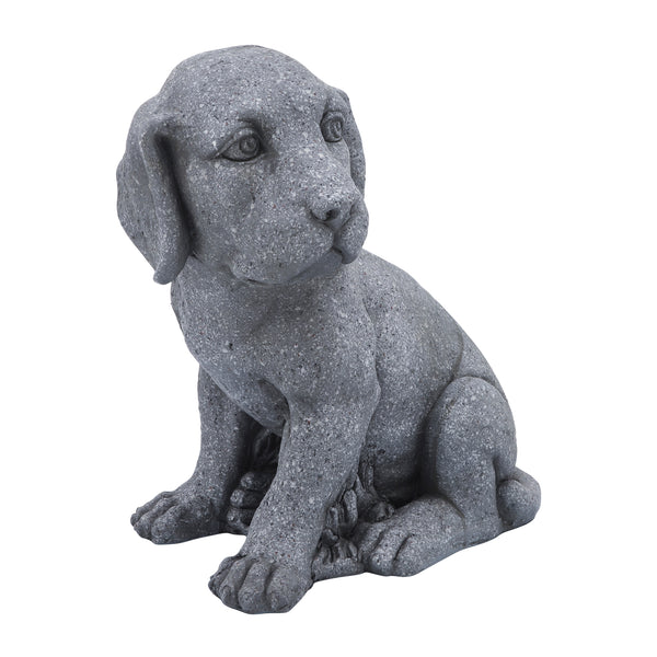 Resin, 14"h Sitting Puppy, Light Gray image