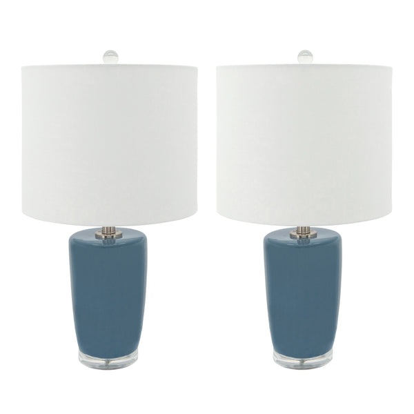 S/2 Ceramic 25" Table Lamps, Blue image