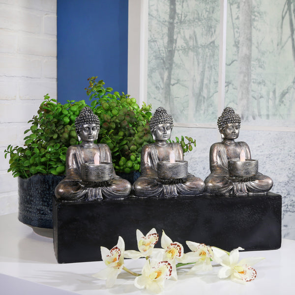3 Sitting Buddha Tealight Candle Holder image