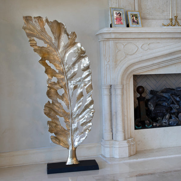 71" Metal Leaf Sculpture, Gold image
