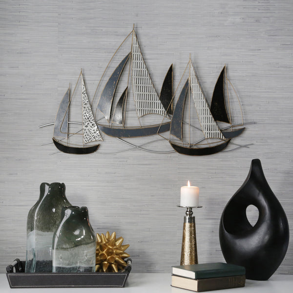 Metal 36" Boat Wall Accent, Multi Wb image
