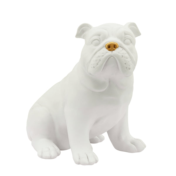Resin, 9"h Gold Nose Dog, White image