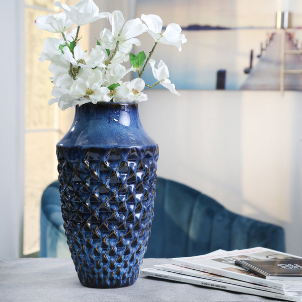 Ceramic Vase 12"h, Blue image