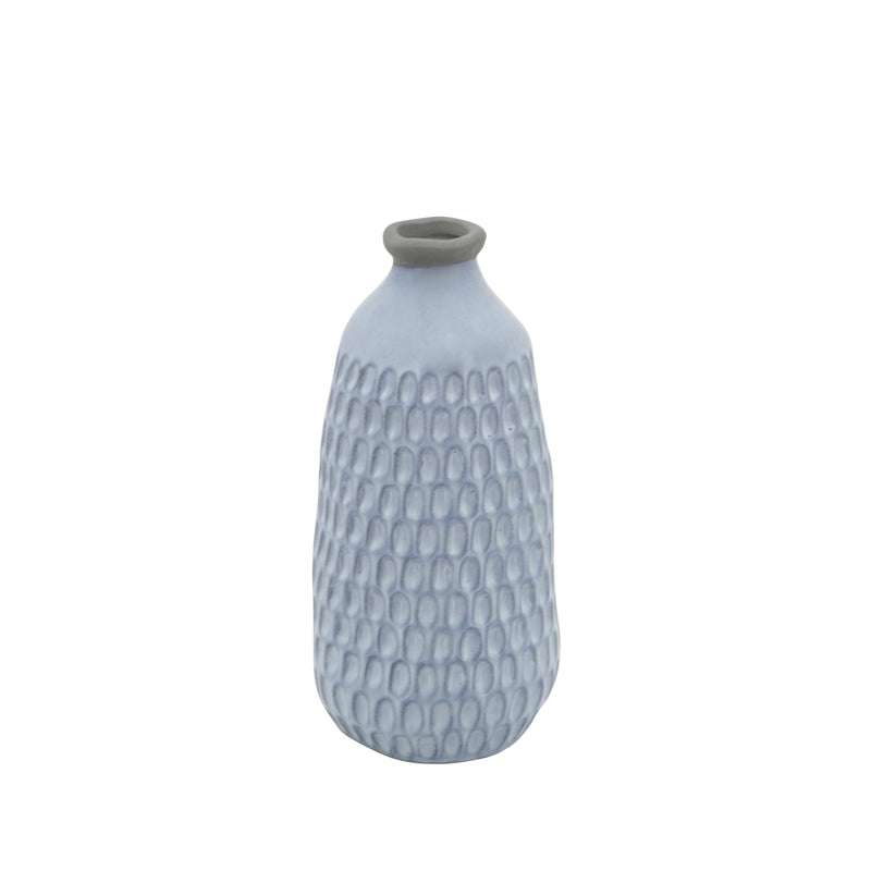 Ceramic 9" Organic Dimpled Vase, Blue image