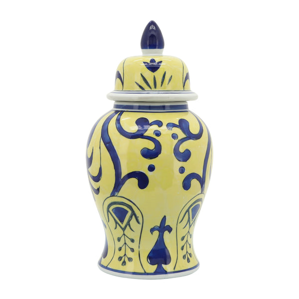 14" Yellow/blue Temple Jar, Bold image