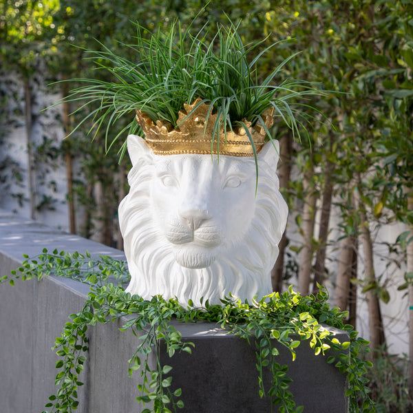 Resin 16" Lion W/crown, White image