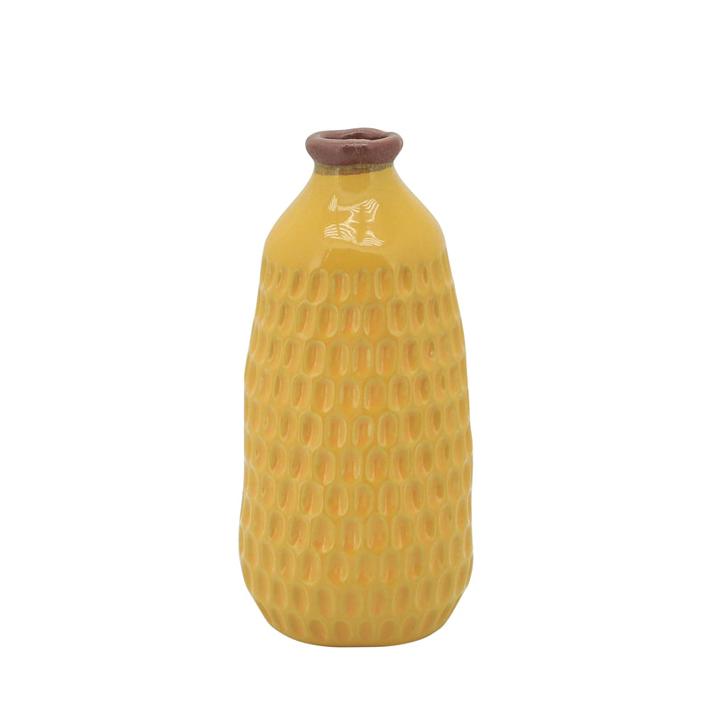 9" Dimpled Vase, Yellow image