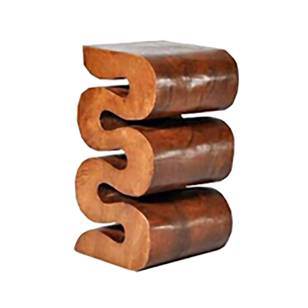 Wood, 20"h Squigly Stool, Brown image