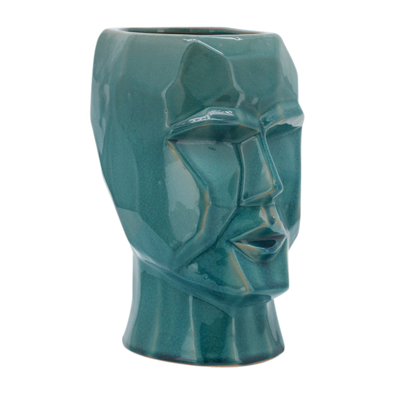 Cer, 12" Face Vase, Turquiose image