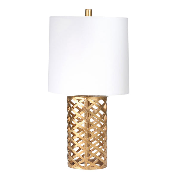 Metal 24" Open Weave Table Lamp, Gold image