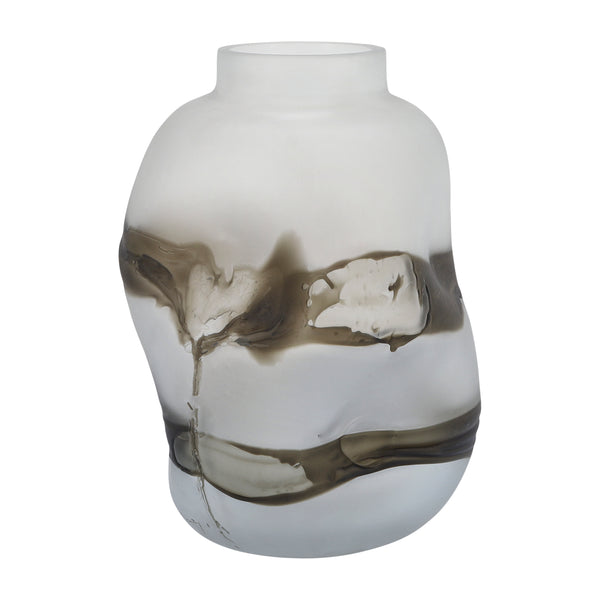 Glass, 14''h, Dented Vase, Gray image