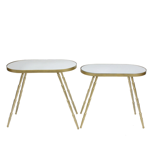 S/2 Metal/mirror 24/26" Accent Tables, Gold Kd image