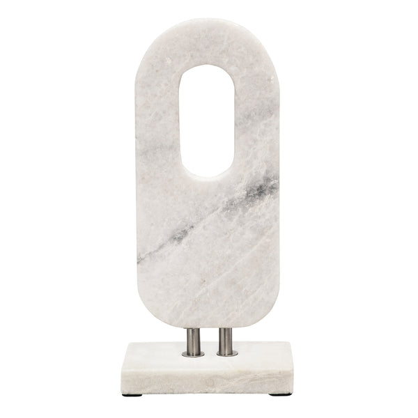 13" Oval Marble Sculpture, White image