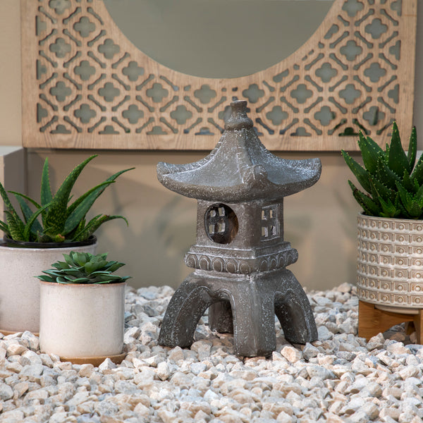 Polyresin 16" Temple Lighthouse Deco, Gray image
