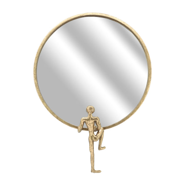 Metal, 24"h, Mirror With Man Deco, Gold image