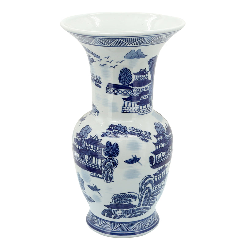 Cer, 16"h Chinoserie Vase, Blue image