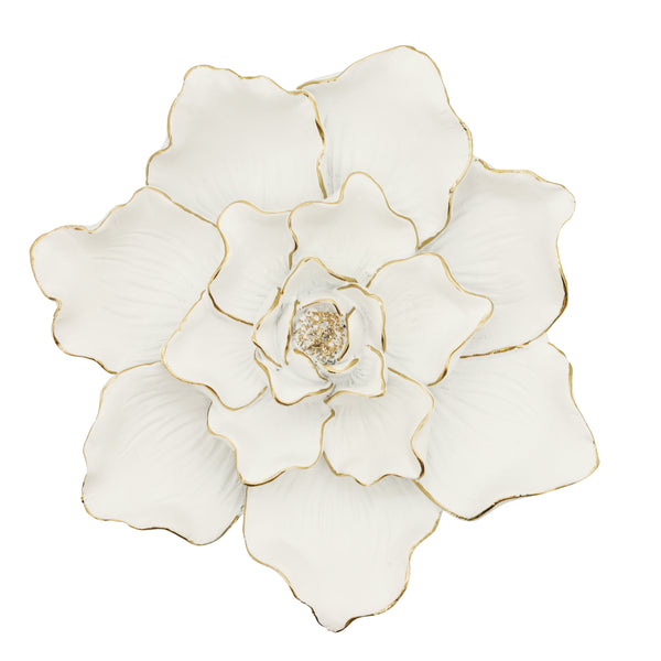 Resin 9" Flower Wall Accent, White image