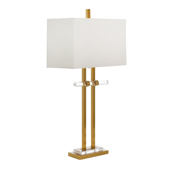 Metal 33.5" Table Lamp With Crystal Base, Gold image