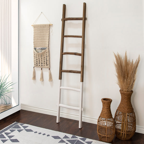 Wooden , Decorative 76" Ladder, 2-tone White image