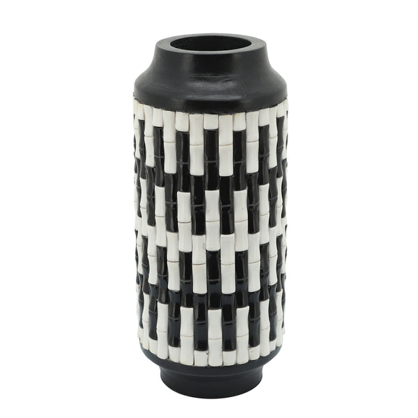 Resin, 14"h Tribal Vase, Black/white image