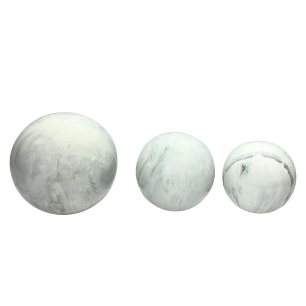 S/3 4/5/6" Marble Look Orbs, White image