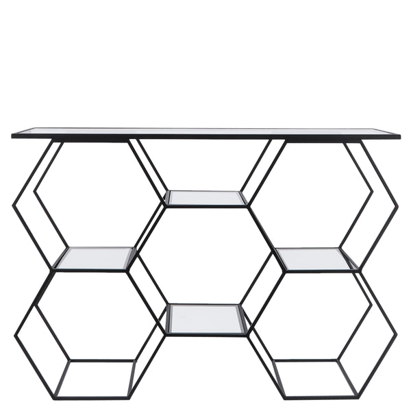 Metal, 23"h Honeycomb Console Table, Black image