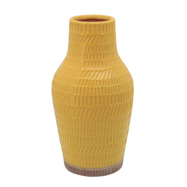 12" Tribal Vase, Yellow image