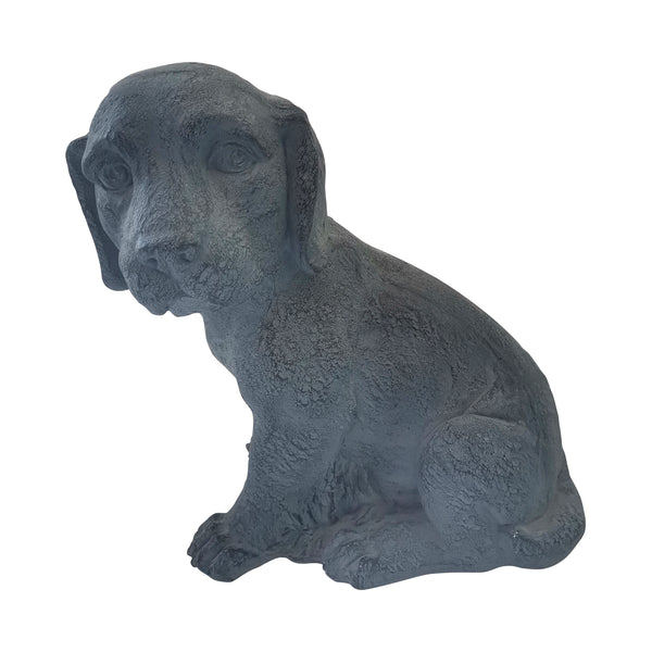 Resin, 14"h Sitting Puppy, Dark Gray image